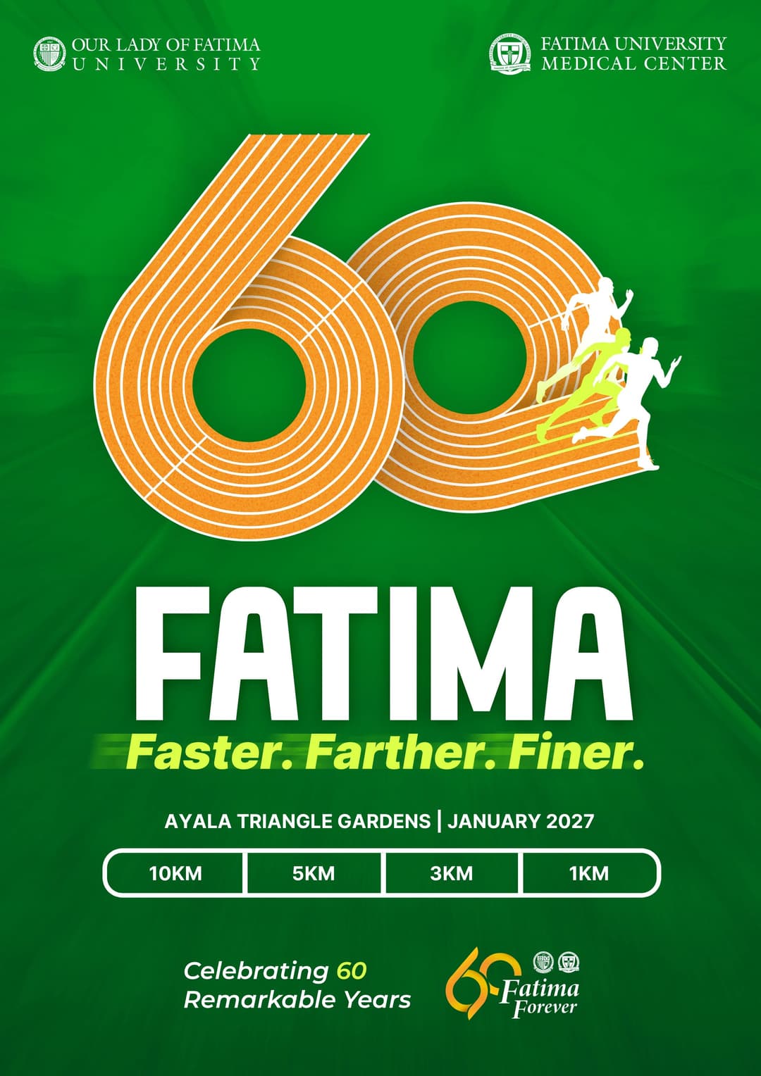 Fatima Faster. Farther. Finer. race event poster image