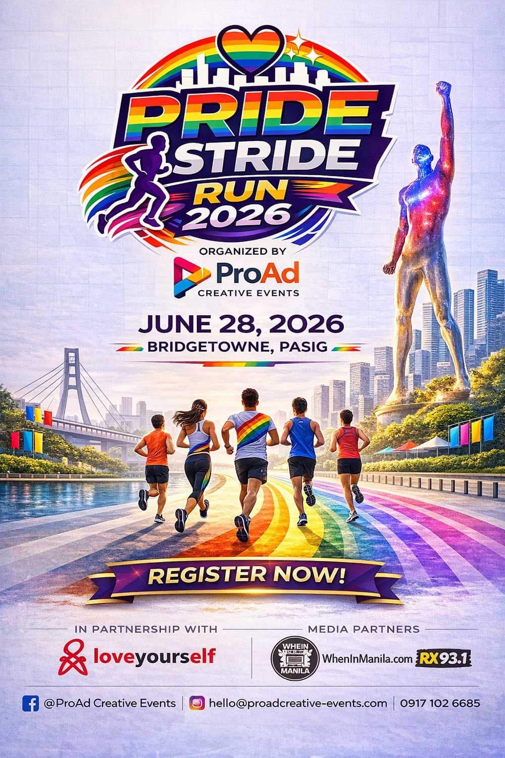 Pride Stride Run 2026 race event poster image