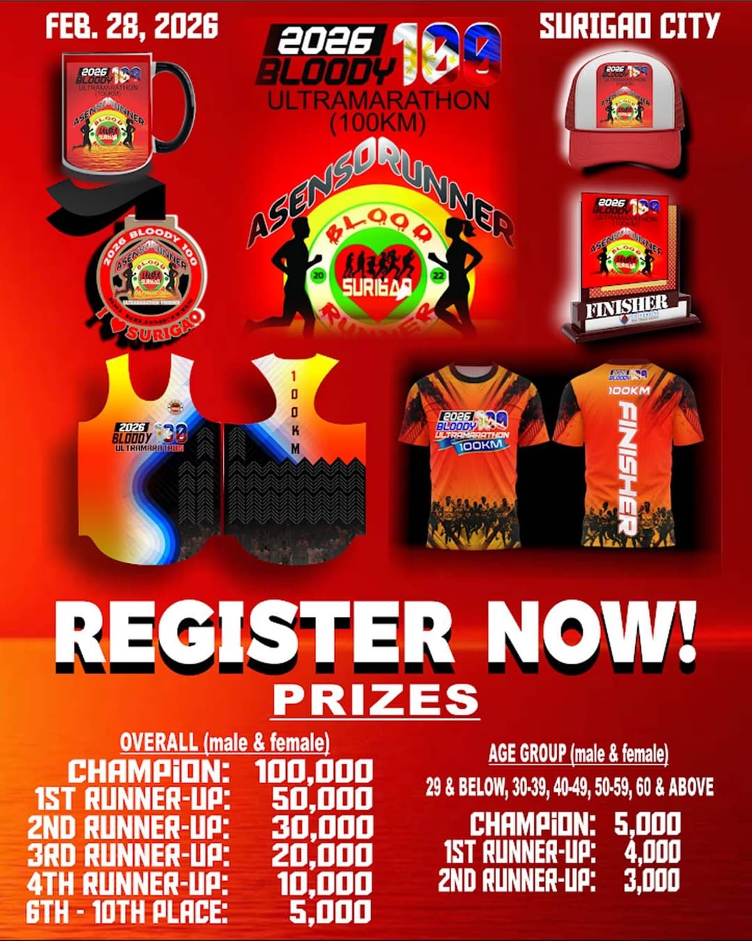 2026 Bloody 100 Asenso Runner Ultramarathon race event poster image