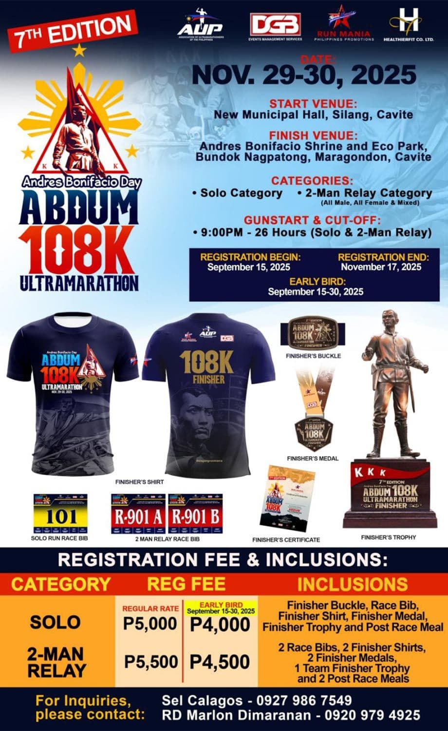 Andres Bonifacio Day ABDUM 108K ULTRAMARATHON race event poster image