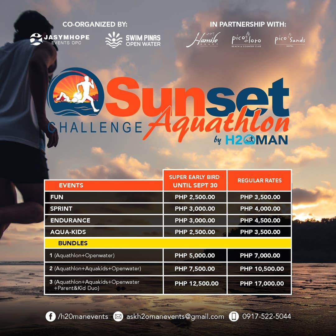 H2OMAN Sunset Challenge Aquathlon 2026 poster
