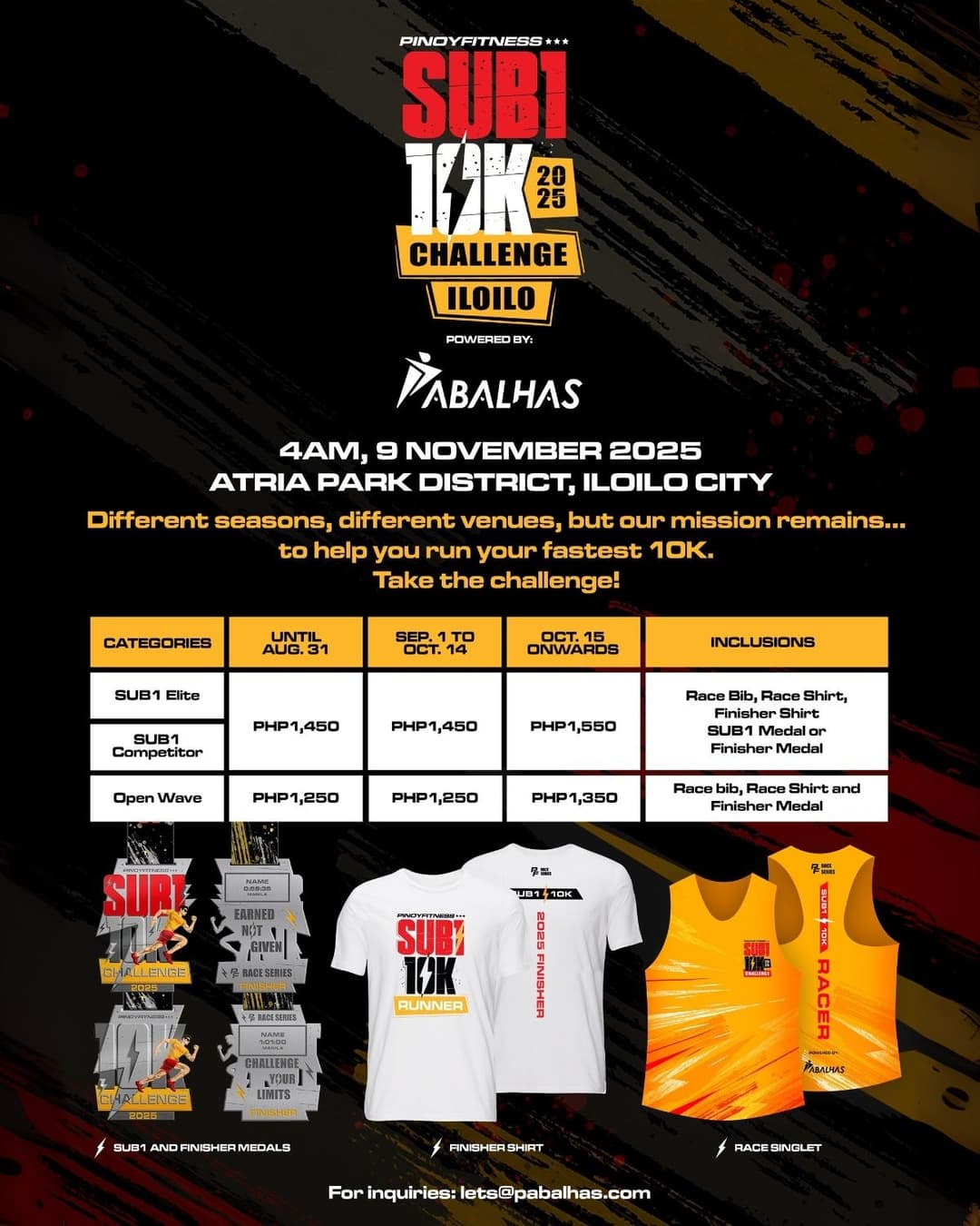 Pinoy Fitness SUB1 10K Challenge 2025 Iloilo race event poster image