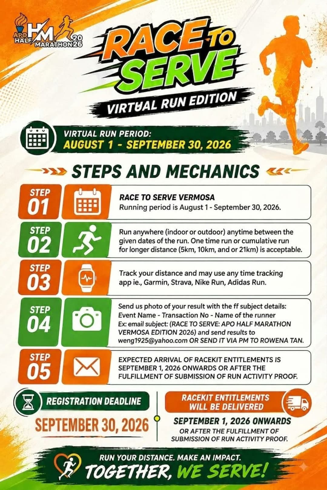 Race To Serve: Apo Half Marathon 2026 Vermosa Virtual Edition race event poster image