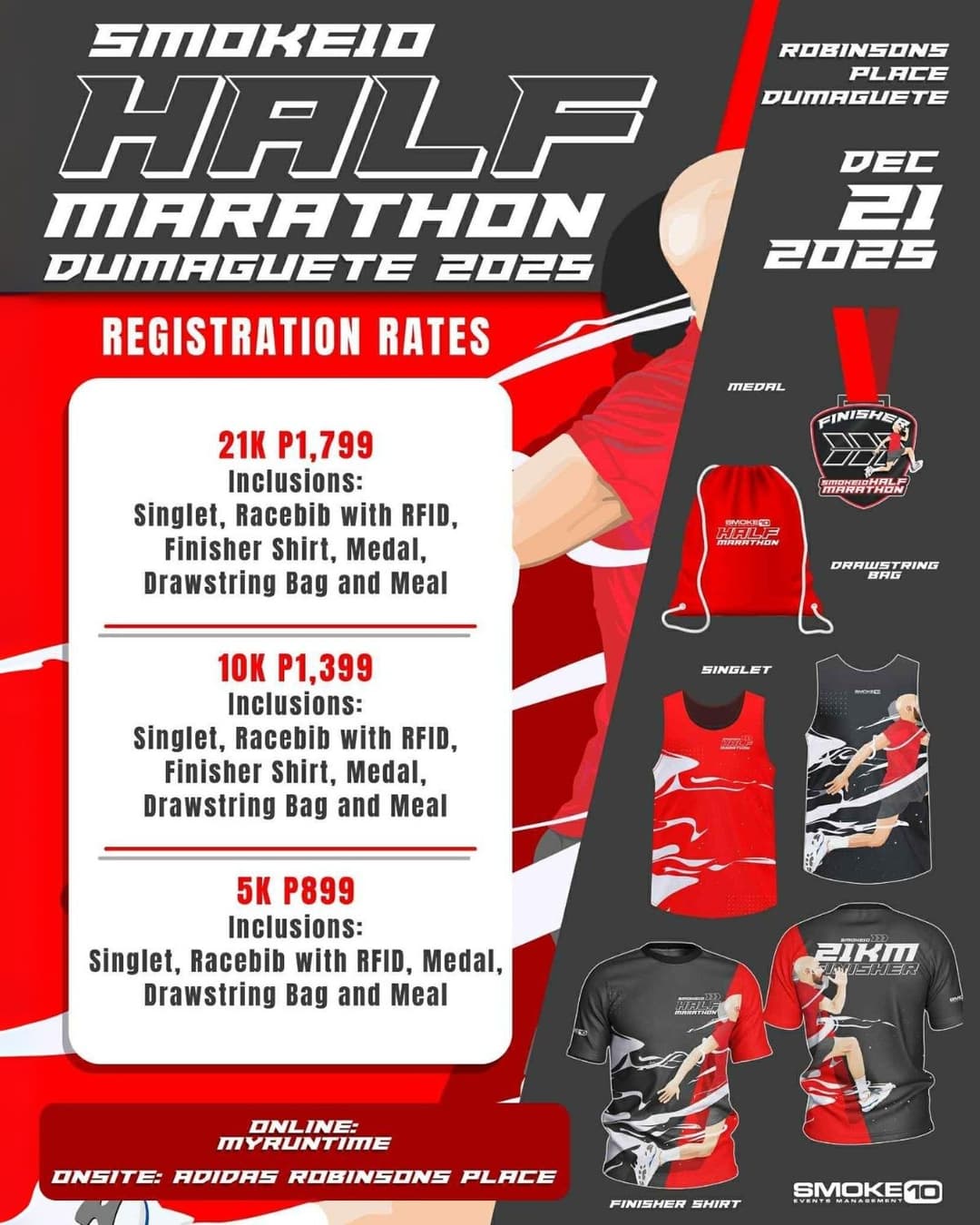 Smoke10 Half Marathon Dumaguete 2025 race event poster image