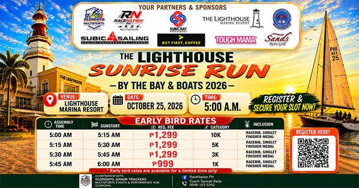The Lighthouse Sunrise Run by the Bay and Boats 2026 race event banner image