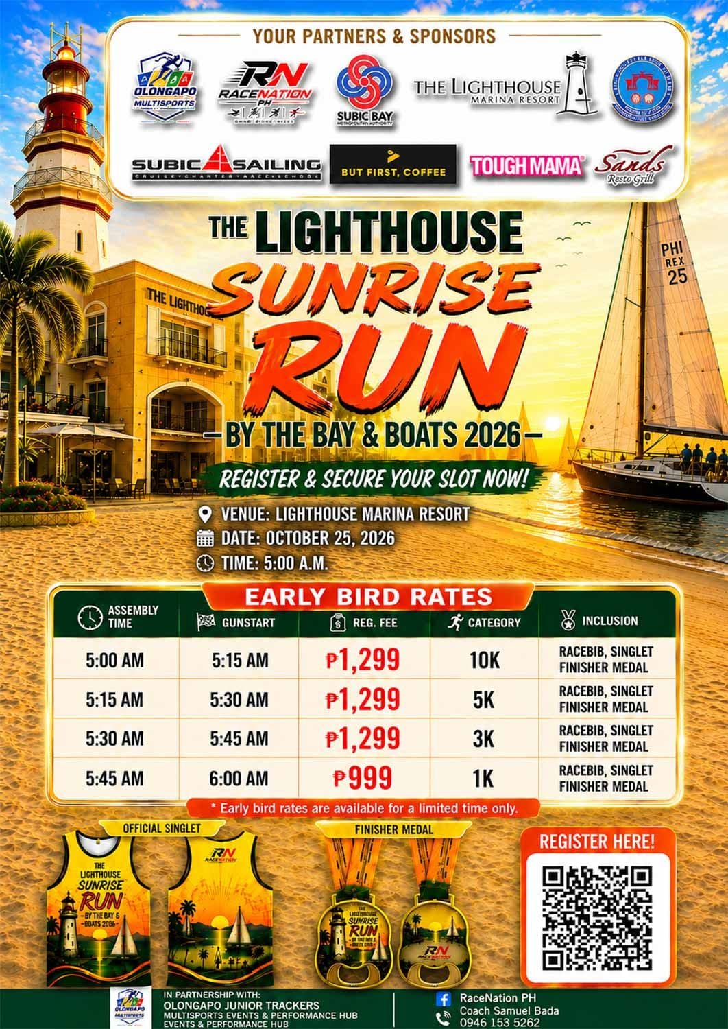The Lighthouse Sunrise Run by the Bay and Boats 2026 race event poster image