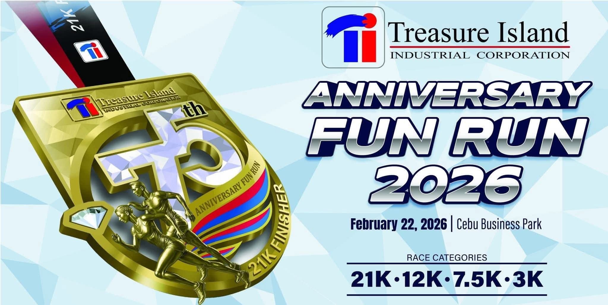 Treasure Island Anniversary Fun Run 2026 race event banner image