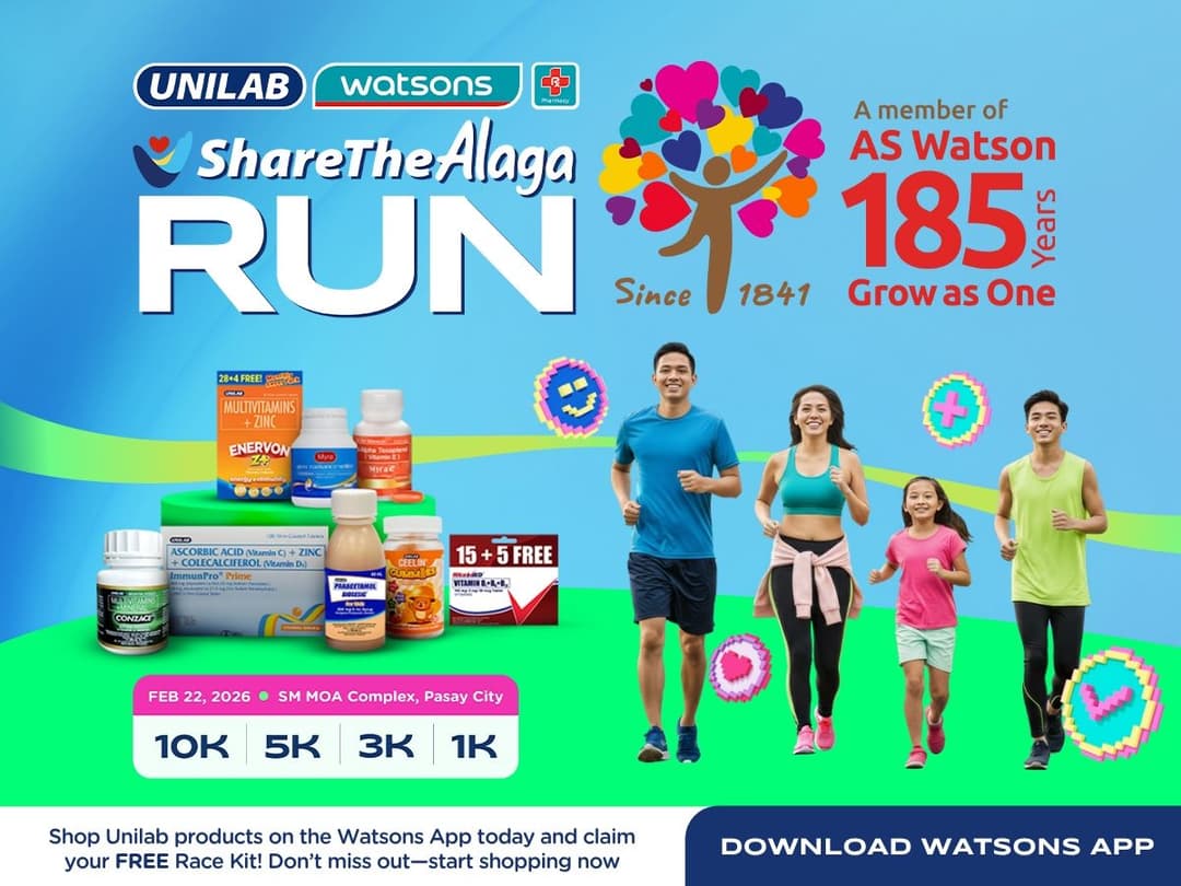Watsons x Unilab "Share the Alaga" Run 2026 race event poster image