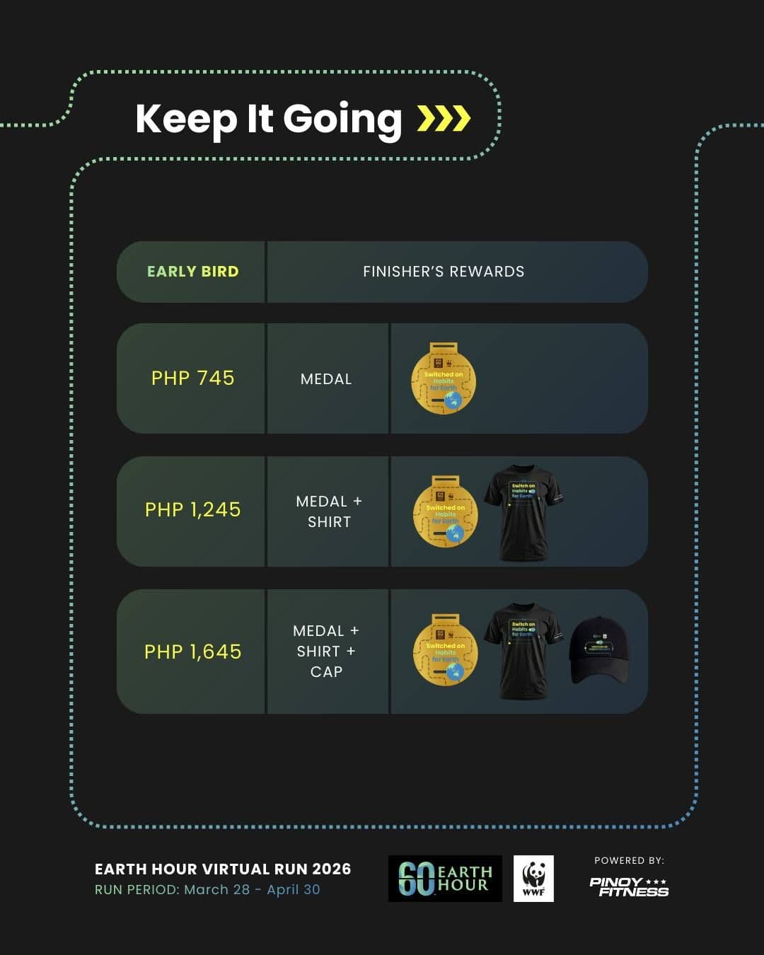 WWF Earth Hour Virtual Run 2026 race event poster image